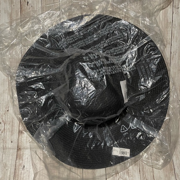 🆕 Old Navy Women’s Wide-Brim Straw Sun Hat Black S/M Floppy Beach Black - Picture 3 of 7